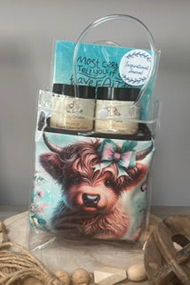 Gift set- 4 oz tallow, 4 oz coconut cleansing, journal and bag